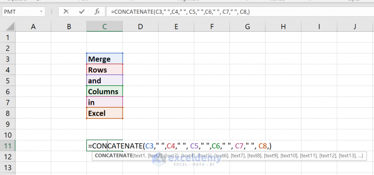 How To Merge Rows And Columns In Excel 2 Ways Exceldemy 5979