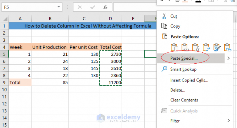 how-to-delete-columns-in-excel-without-affecting-formula-two-ways