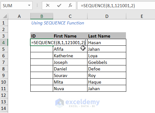 SEQUENCE function