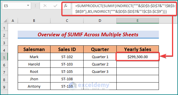 SUMIF Across Multiple Sheets In Excel 3 Methods ExcelDemy