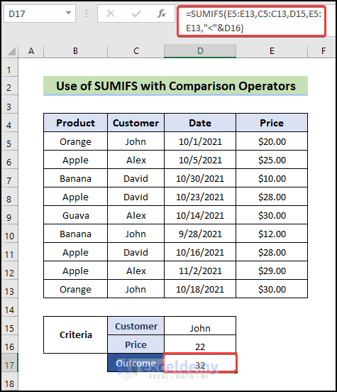 sumifs-with-multiple-criteria-along-column-and-row-in-excel