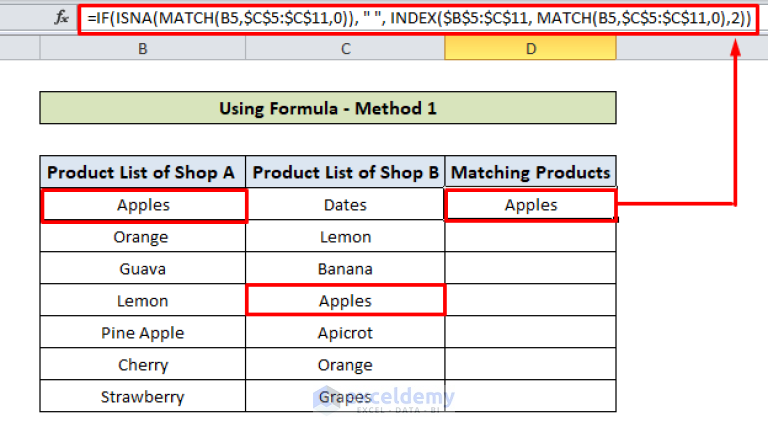 excel-align-matching-values-in-two-columns