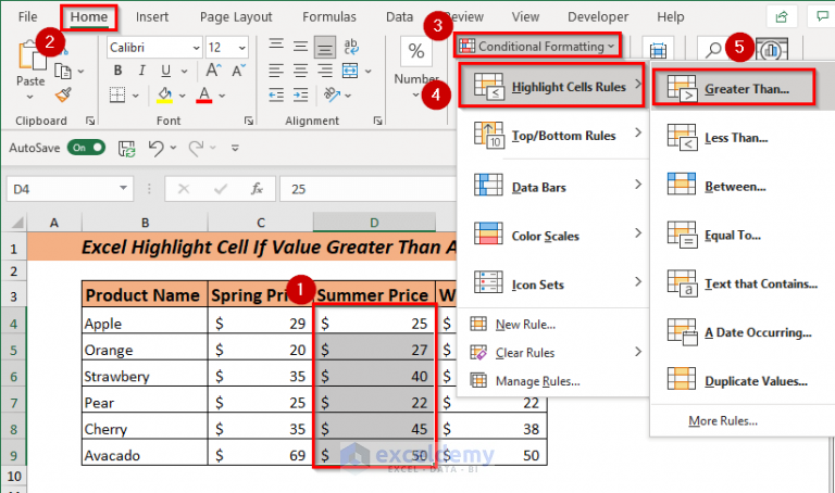 How To Highlight Cells Greater Than Another Cell In Excel