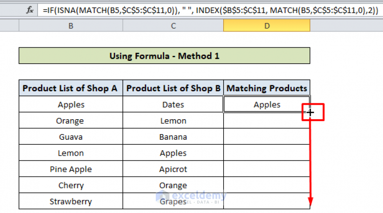 excel-align-matching-values-in-two-columns