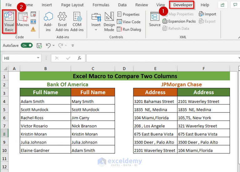 Excel Macro to Compare Two Columns (4 Easy Ways) - ExcelDemy