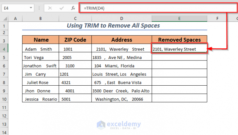 How To Remove First Space In Excel Formula