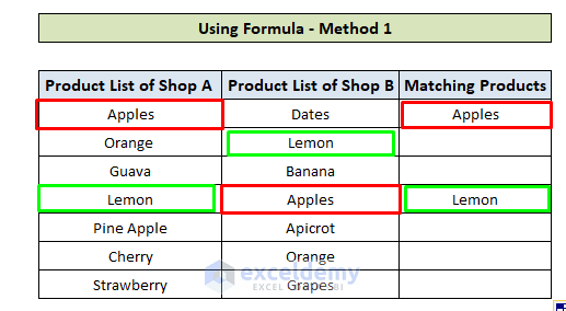 excel-align-matching-values-in-two-columns