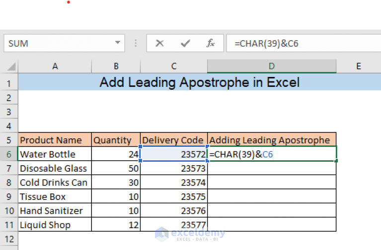 How To Add Apostrophe In Excel