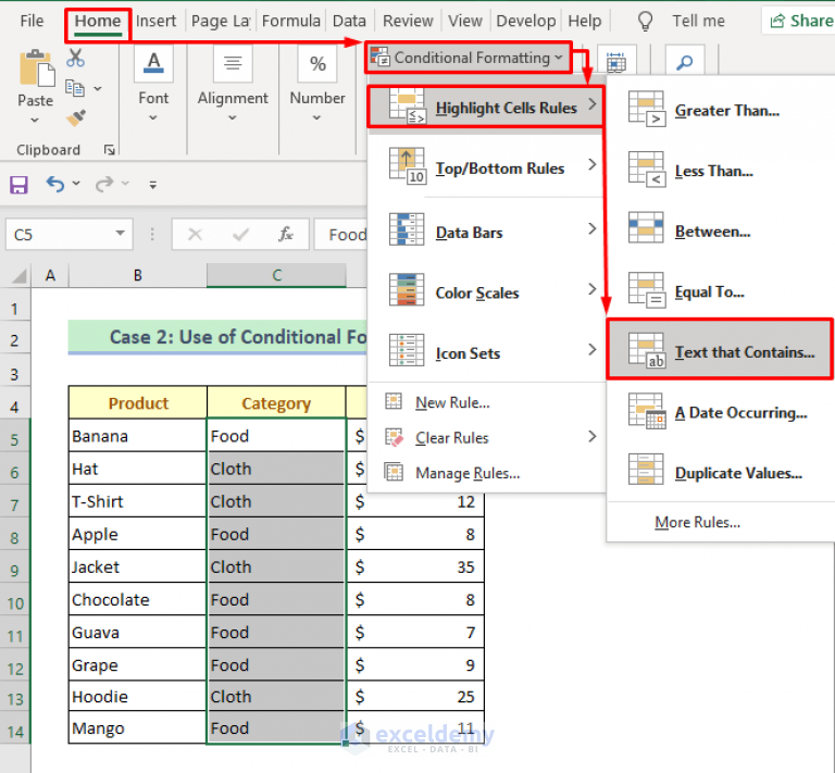 how-to-highlight-cells-based-on-text-in-excel-2-methods-exceldemy