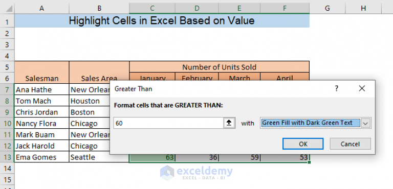 How To Highlight Cells In Excel Based On Value 9 Methods Exceldemy 6589