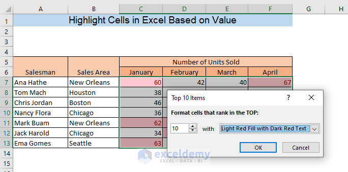 How To Highlight Cells In Excel Based On Value 9 Methods ExcelDemy 