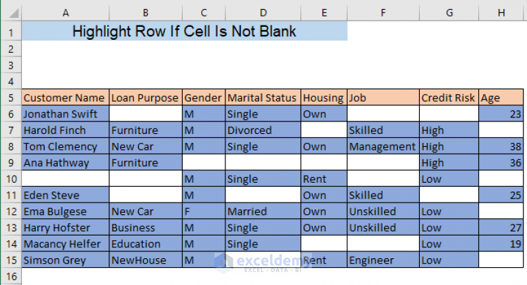 how-to-highlight-row-if-cell-is-not-blank-4-methods-exceldemy