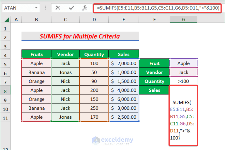 How To Use Sumifs Formula With Multiple Criteria In Excel 7817