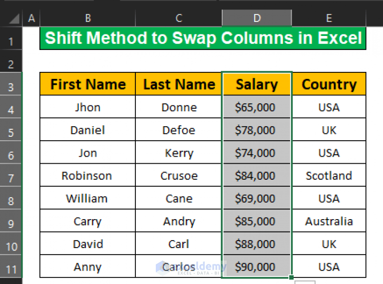  How To Swap Columns In Excel 5 Methods ExcelDemy