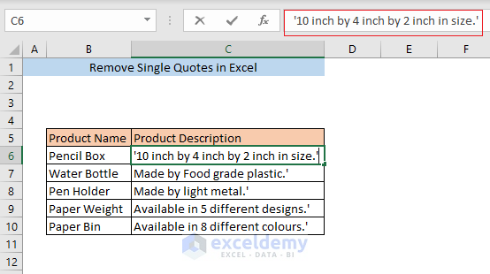 How To Remove Single Quotes In Excel 6 Ways ExcelDemy