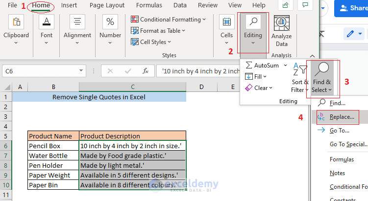 How To Remove Single Quotes In Excel 6 Ways ExcelDemy