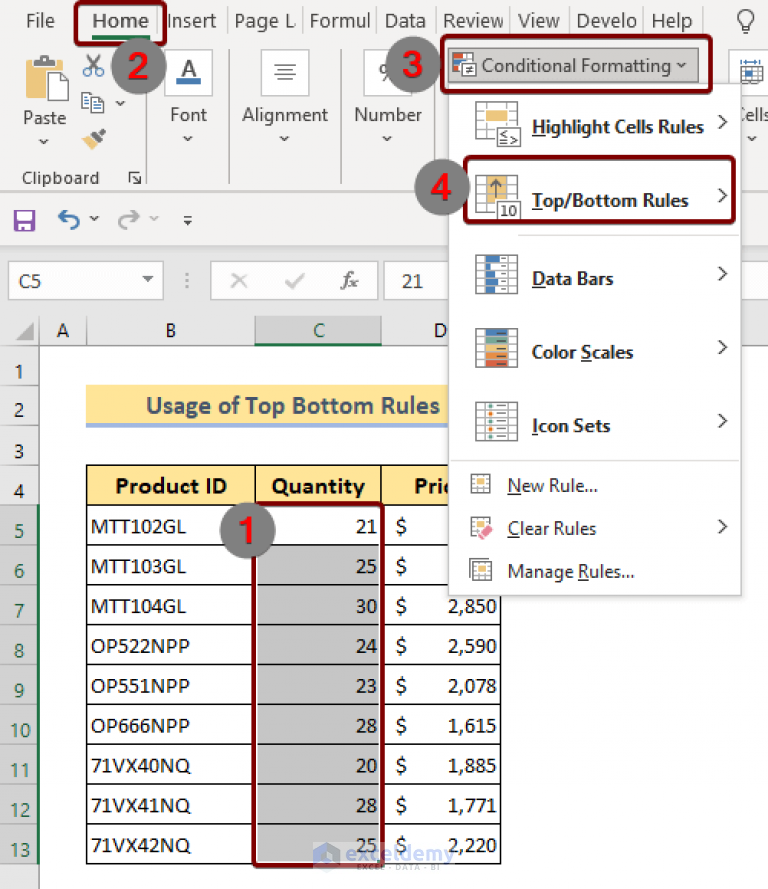 Apply Conditional Formatting to the Selected Cells in Excel (6 Ways)