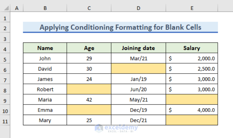 How To Apply Conditional Formatting For Blank Cells In Excel 5656