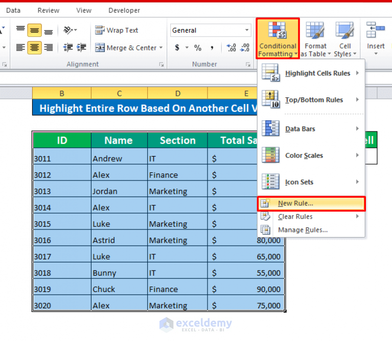 Conditional Formatting Based On Another Cell in Excel (6 Methods)