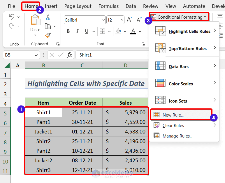 How To Highlight Row With Conditional Formatting Based On Date In Excel