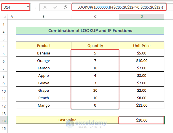 Find Last Value In Column Greater Than Zero In Excel