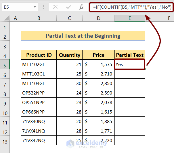 Check If Cell Contains Partial Text In Excel 5 Ways ExcelDemy