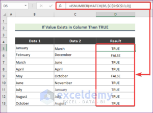 If Value Exists in Column Then TRUE in Excel - ExcelDemy