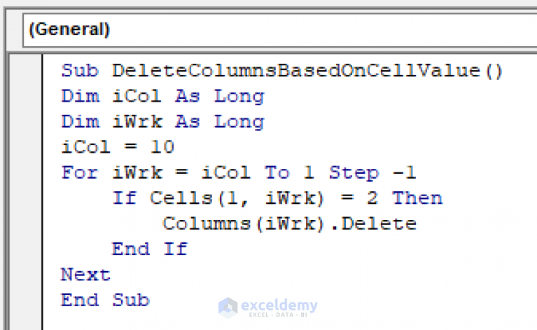 vba-macro-to-delete-columns-based-on-criteria-in-excel-8-examples