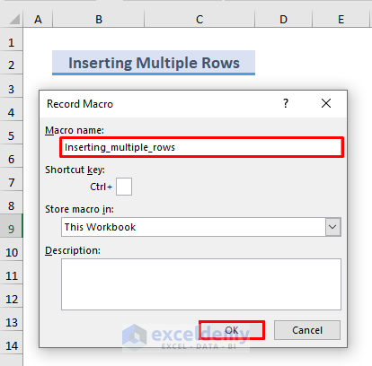 How to Insert Rows with VBA Macro in Excel (8 Suitable Examples)