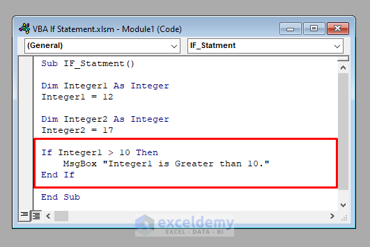 If Statement In Excel VBA ExcelDemy