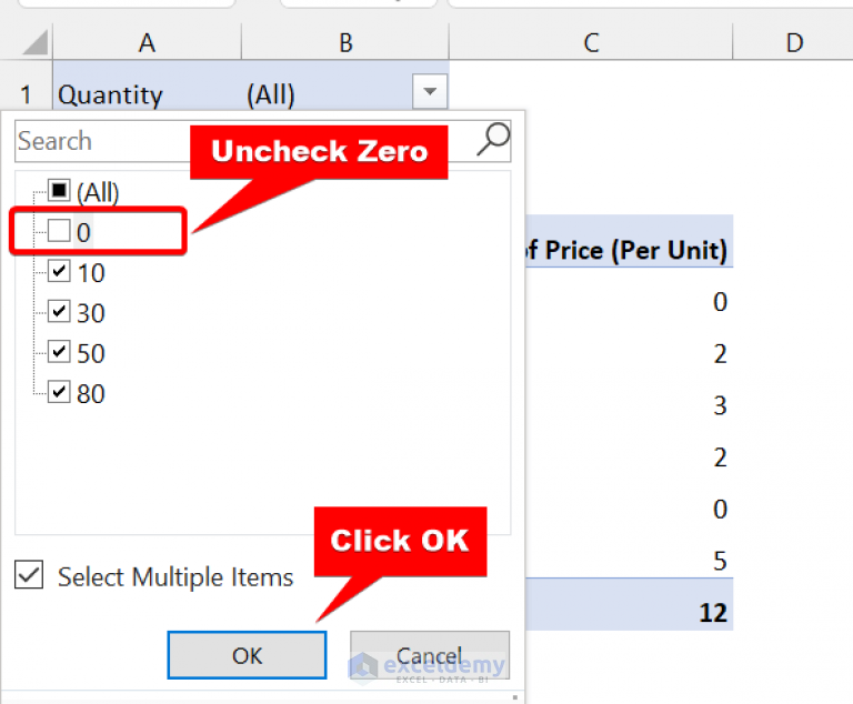 How To Hide Zero Values In Excel Pivot Table 3 Easy Methods 7534