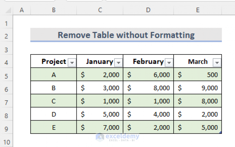 how-to-remove-table-in-excel-6-methods-exceldemy