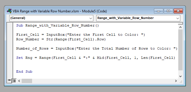 VBA Range With Variable Row Number In Excel 4 Examples ExcelDemy