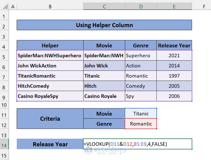 Use VLOOKUP With Multiple Criteria In Excel (6 Methods + Alternatives)