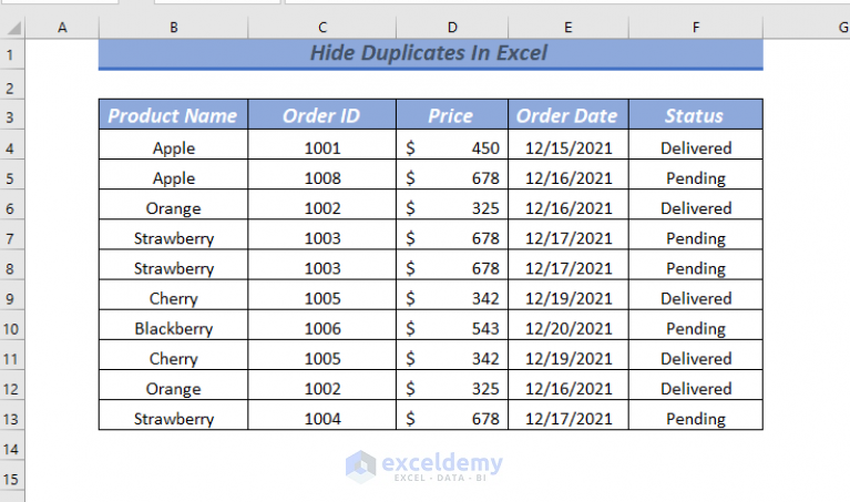 how-to-hide-duplicates-in-excel-4-ways-exceldemy