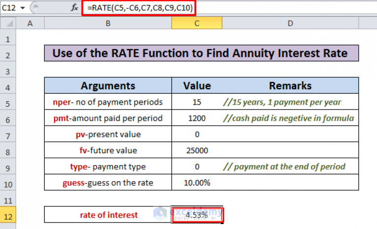 How To Use RATE Function In Excel 3 Examples ExcelDemy   2 1 767x466 