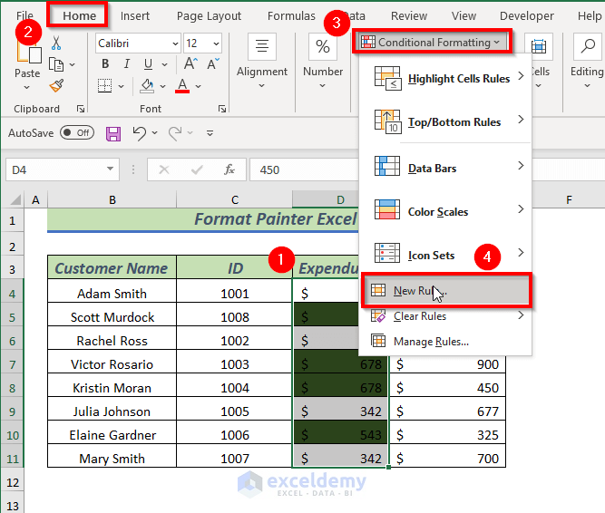 How to Use Format Painter in Excel (7 Ways) - ExcelDemy