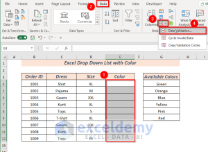 3. Excel Drop Down List With Color 300x219 