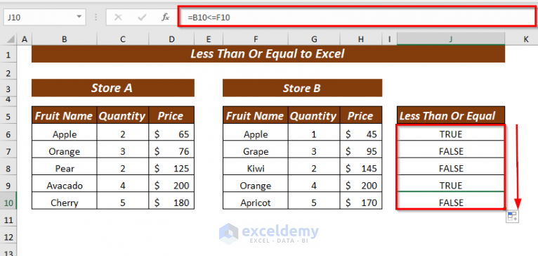How To Use Less Than Or Equal To Operator In Excel 8 Examples 8629
