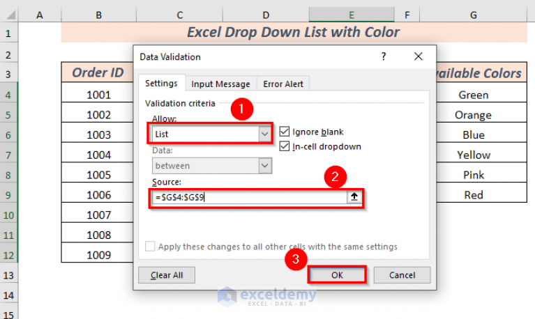 6. Excel Drop Down List With Color 767x458 