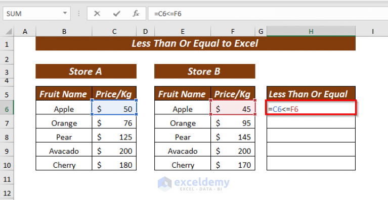 How To Use Less Than Or Equal To Operator In Excel 8 Examples 9600