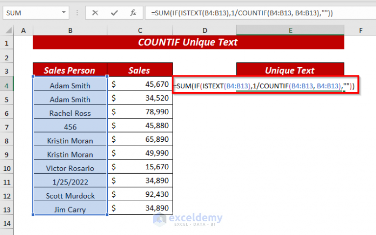 how-to-use-countif-for-unique-text-8-easiest-ways-exceldemy