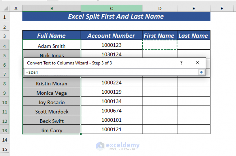 How To Split First And Last Name In Excel 6 Easy Ways Exceldemy 9431