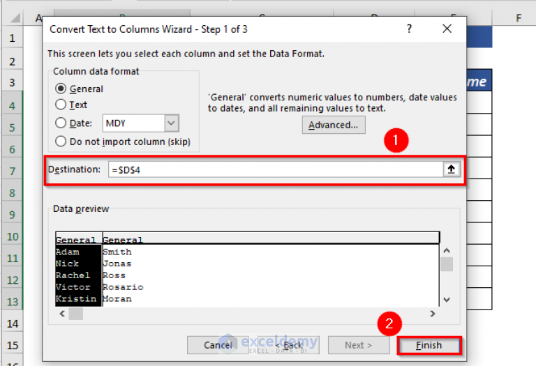 How To Split First And Last Name In Excel 6 Easy Ways Exceldemy 1870