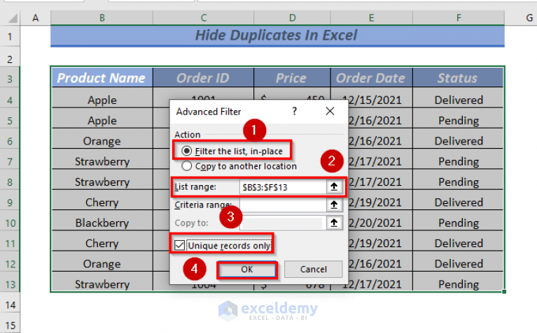 how-to-hide-duplicates-in-excel-4-ways-exceldemy