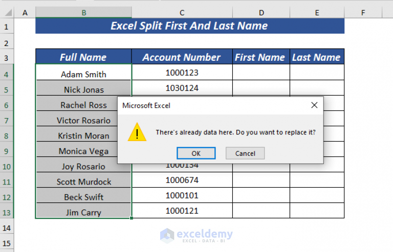 How To Split First And Last Name In Excel 6 Easy Ways Exceldemy 1798