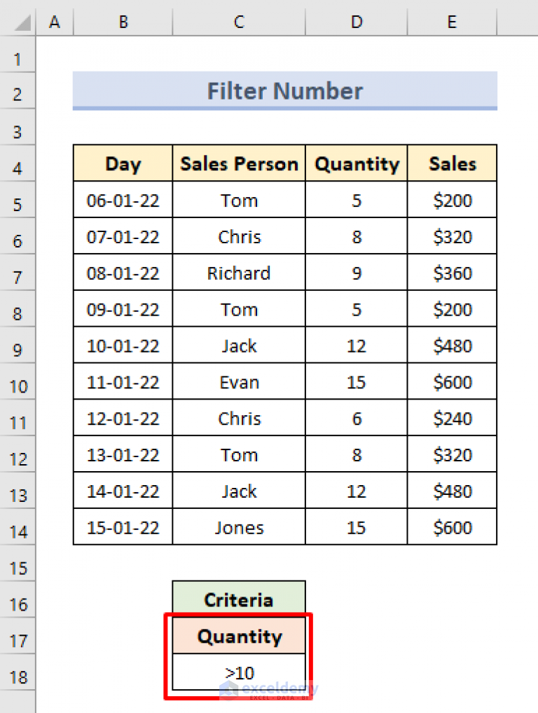 Advanced Filter With Criteria Range In Excel (18 Applications) - ExcelDemy