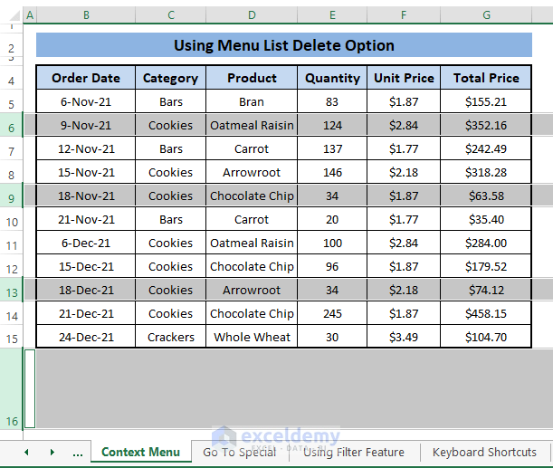 How To Delete Unused Rows In Excel Sheet