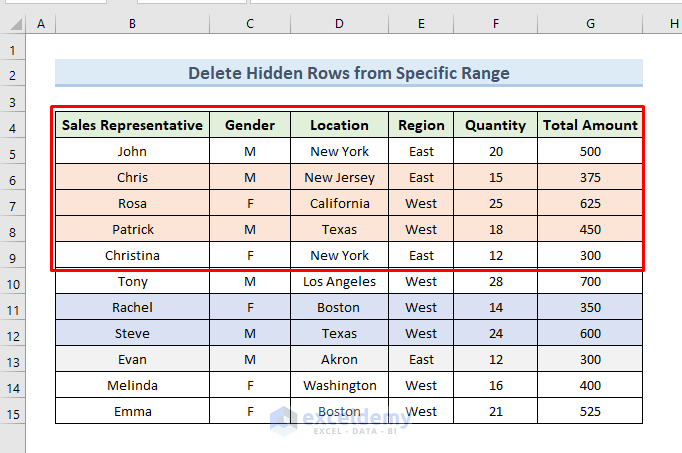 How To Delete Hidden Rows In Excel Worksheet