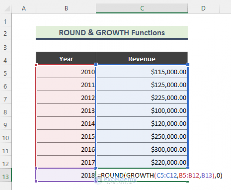 How To Use Excel Growth Function 4 Easy Methods Exceldemy 4174